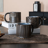 Black glazed texture ceramic mug set