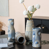 Vintage Blue Glazed Texture Ceramic Flower Set