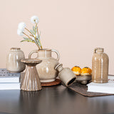 Rice brown glazed porcelain art ceramic flower set