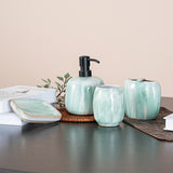 Blue glazed flowing cloud ceramic bathroom set