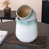 Green glazed gradient ceramic flower set