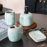 Blue glazed flowing cloud ceramic bathroom set