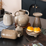 Rice brown glazed porcelain art ceramic flower set