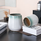 Green glazed gradient ceramic flower set