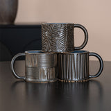 Black glazed texture ceramic mug set
