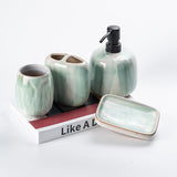 Blue glazed flowing cloud ceramic bathroom set