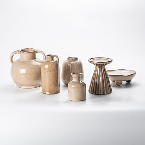 Rice brown glazed porcelain art ceramic flower set