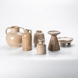 Rice brown glazed porcelain art ceramic flower set
