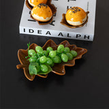 Brown glazed leaf patterned ceramic storage tray set