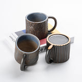 Black glazed texture ceramic mug set