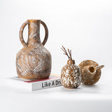 Retro textured clay flower set