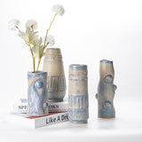 Vintage Blue Glazed Texture Ceramic Flower Set