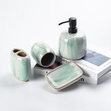 Blue glazed flowing cloud ceramic bathroom set