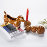 Cute Pet Brown Glazed Ceramic Ornament Set