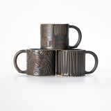 Black glazed texture ceramic mug set