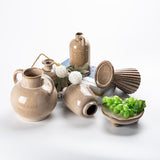 Rice brown glazed porcelain art ceramic flower set