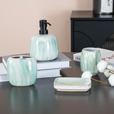 Blue glazed flowing cloud ceramic bathroom set