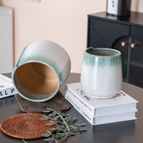 Green glazed gradient ceramic flower set