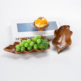 Brown glazed leaf patterned ceramic storage tray set