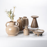 Rice brown glazed porcelain art ceramic flower set