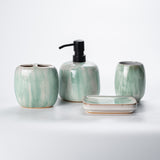 Blue glazed flowing cloud ceramic bathroom set