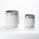Green glazed gradient ceramic flower set