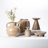 Rice brown glazed porcelain art ceramic flower set